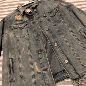 Oversized distressed jean jacket